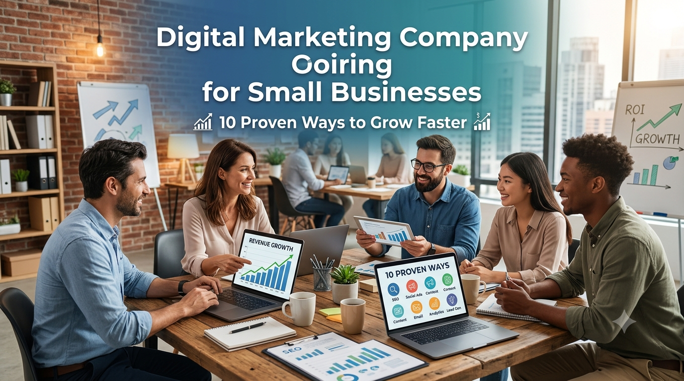 for blog "Digital Marketing Company for Small Businesses: 10 Proven Ways to Grow Faster" make a cover image